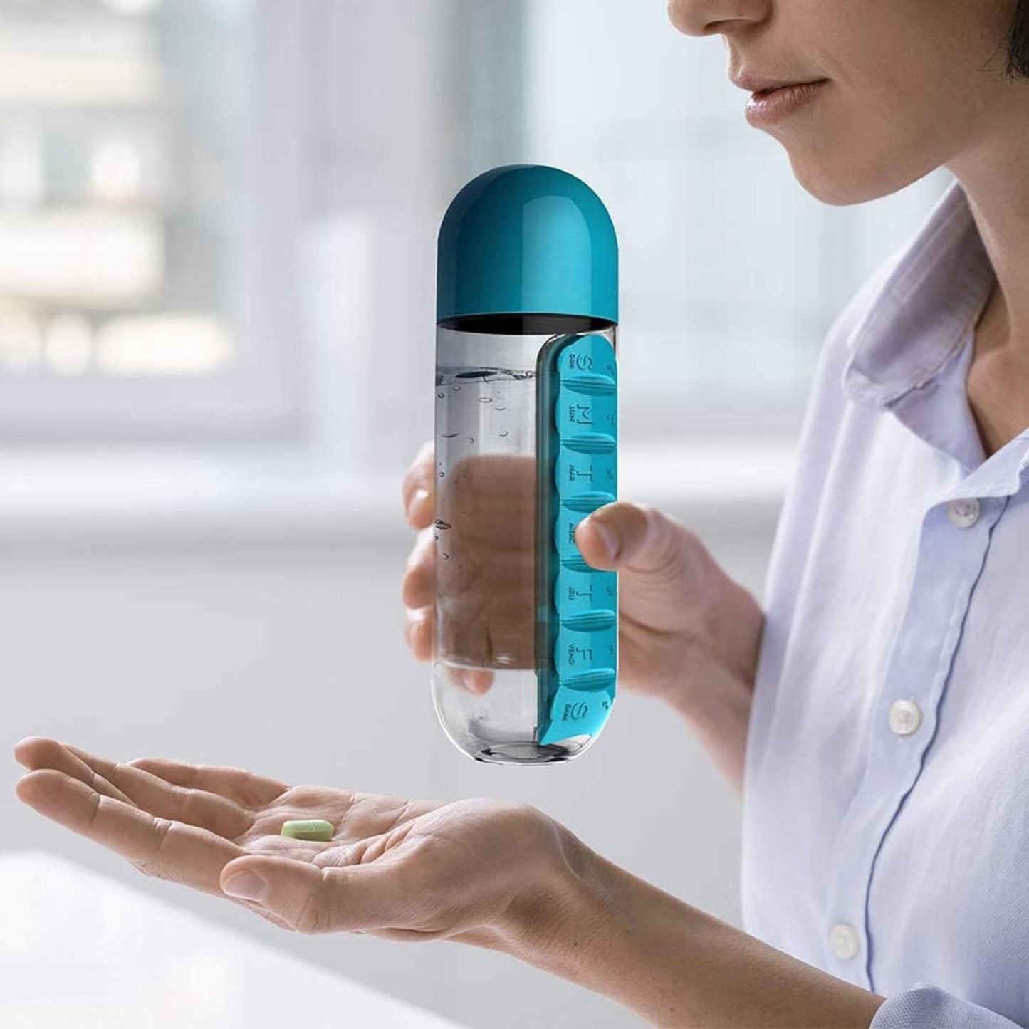 Opacoo™ 2-in-1 Hydration & Pill Organizer (600ml)