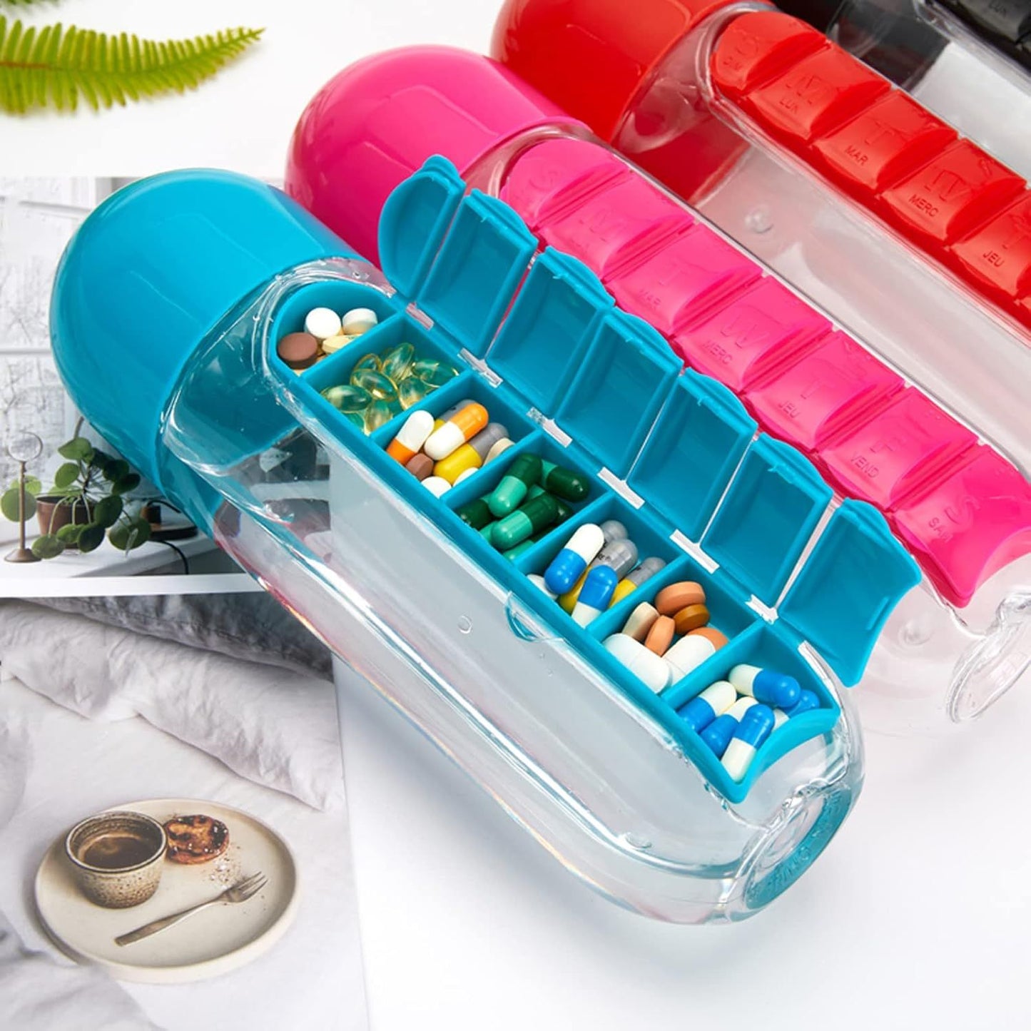 Opacoo™ 2-in-1 Hydration & Pill Organizer (600ml)