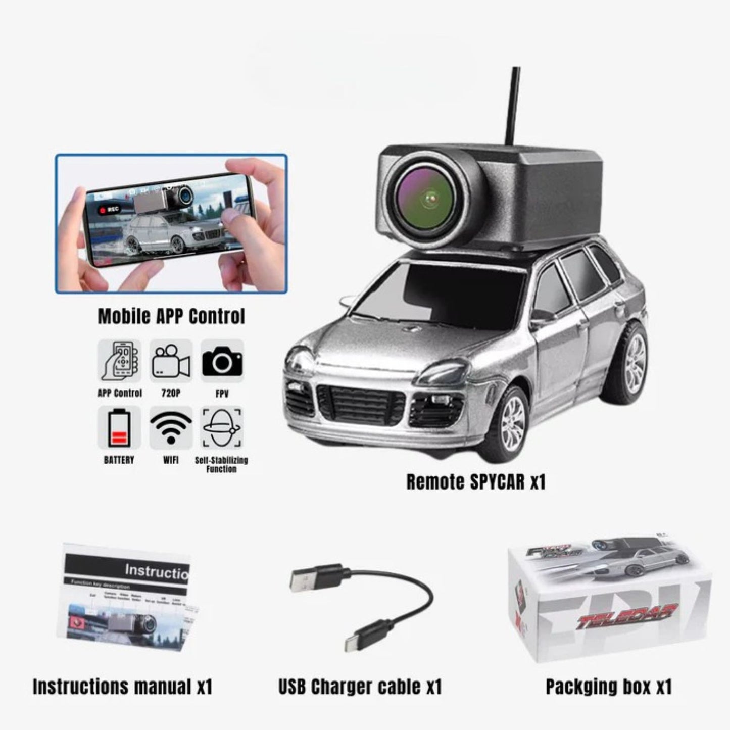 Opacoo™ Car Camera | Live FPV and control via app