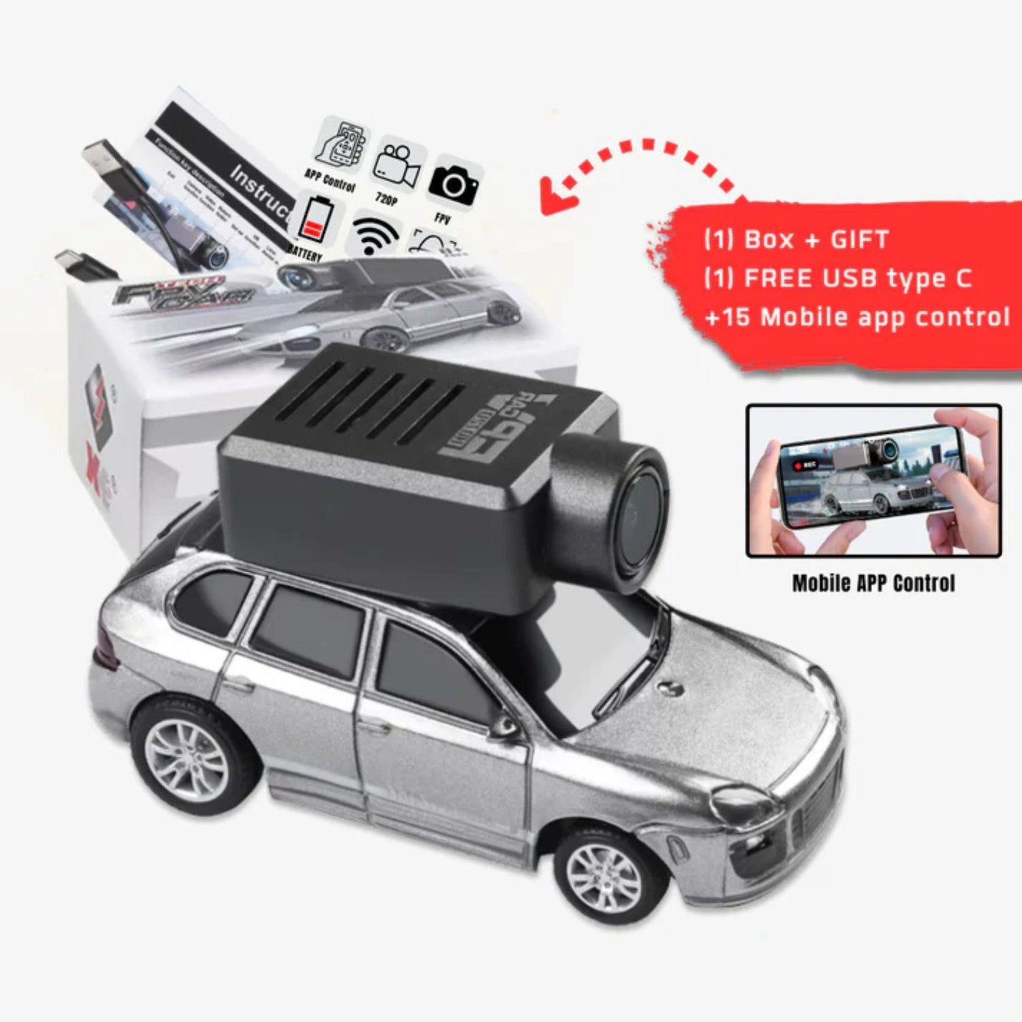 Opacoo™ Car Camera | Live FPV and control via app