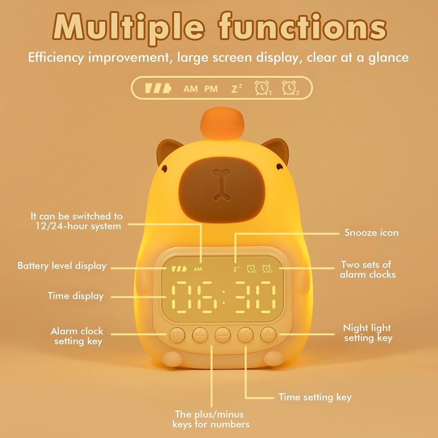 Opacoo™ CapyGlow Kids Alarm & Night Light