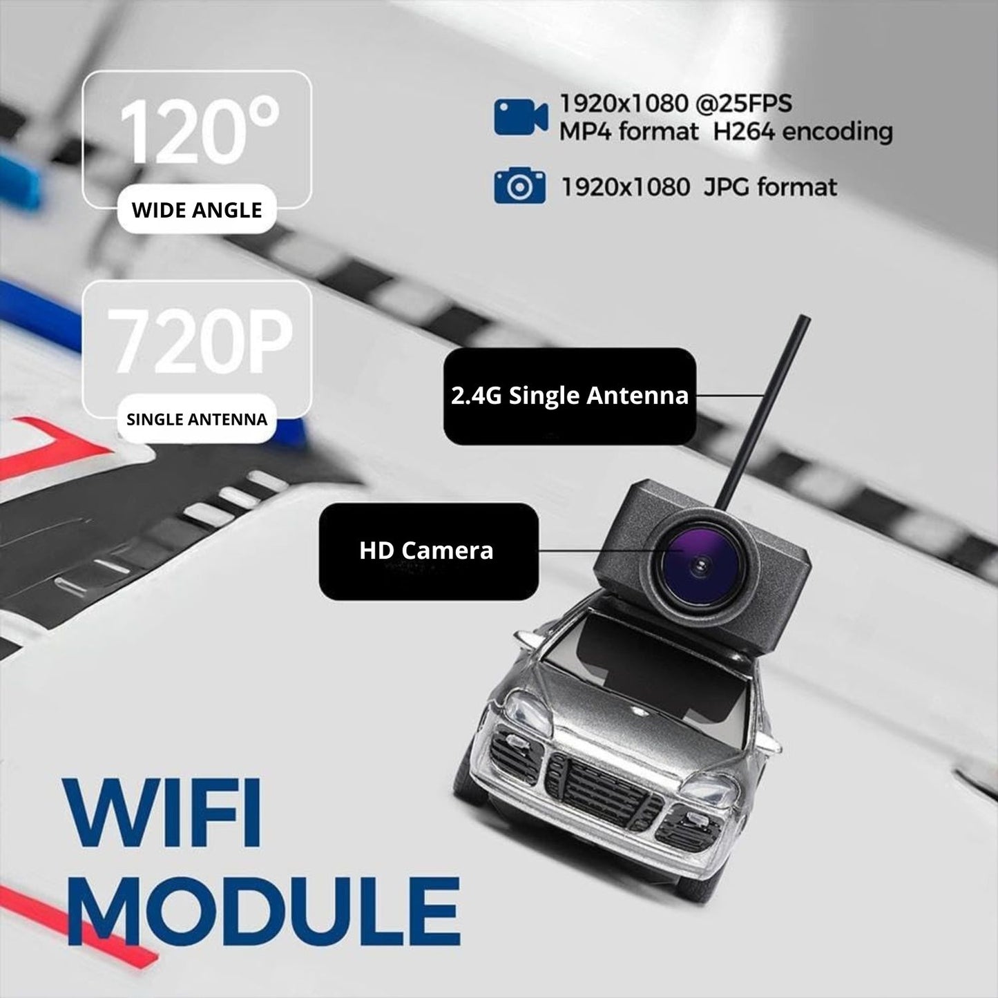 Opacoo™ Car Camera | Live FPV and control via app